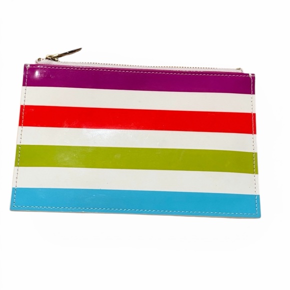 Kate Spade Striped Multicolor Zippered Pouch Clutch - Picture 2 of 7